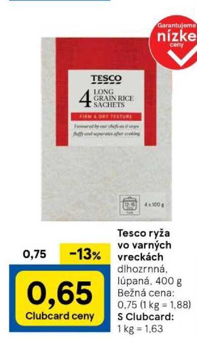 Tesco ryža vo varných vreckách 400 g 