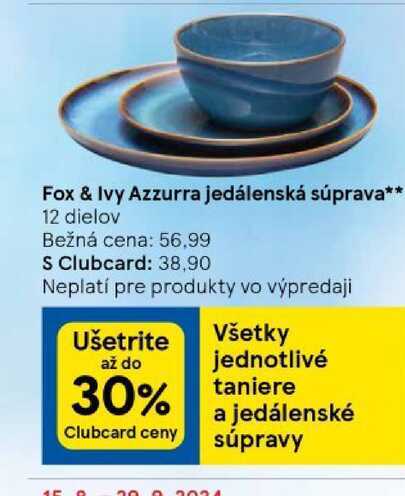 Fox & Ivy Azzurra jedálenská súprava 12 dielov 