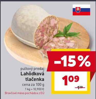 Lahôdková tlačenka cena za 100 g