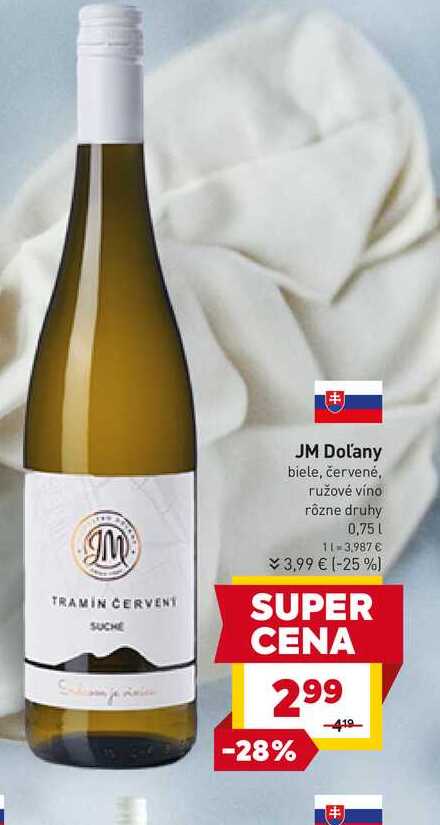 JM Dolany biele, červené, ružové víno rôzne druhy 0,75 l