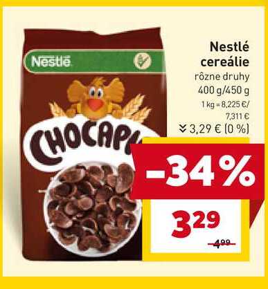 Nestlé cereálie rôzne druhy 400 g/450 g