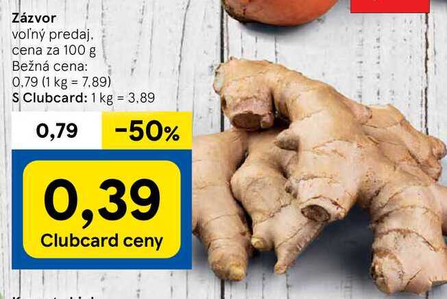 Zázvor, cena za 100 g