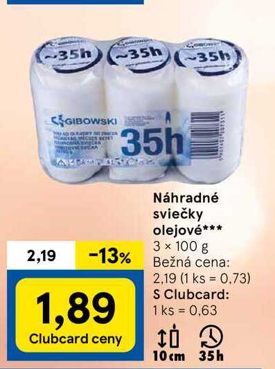 Náhradné sviečky olejové 3 × 100 g