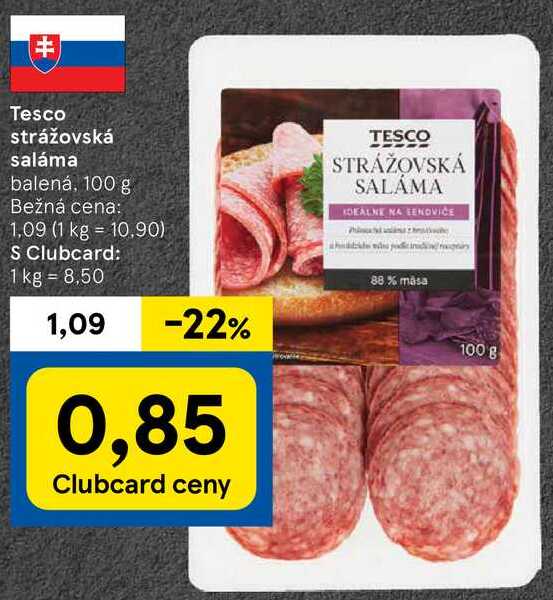 Tesco strážovská saláma, 100 g