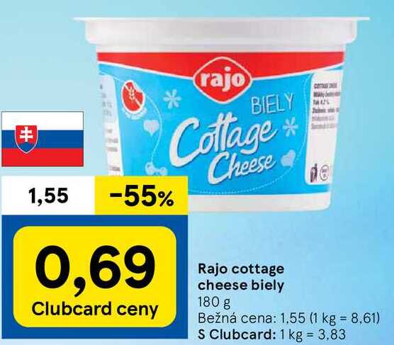 Rajo cottage cheese biely, 180 g 