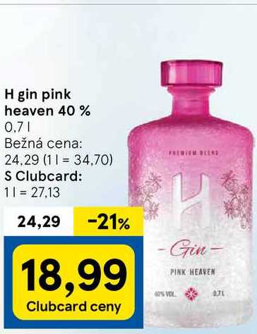 H gin pink heaven 40%, 0,7 l v akcii