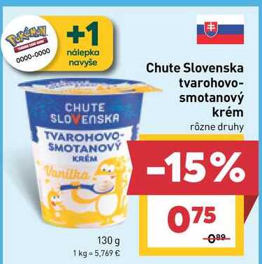 Chute Slovenska tvarohovo- smotanový krém rôzne druhy 130g