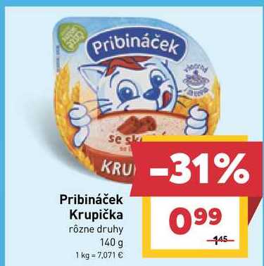 Pribináček Krupička rôzne druhy 140 g