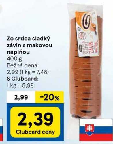 Zo srdca sladký závin s makovou náplňou, 400 g 