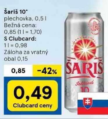 Šariš 10°, 0,5 l