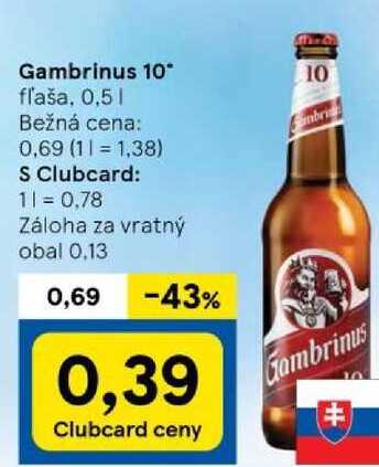 Gambrinus 10°, 0,5 l v akcii