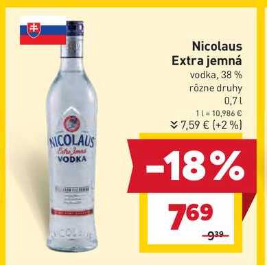 St. Nicolaus vodka 38% 700ml, vybrané druhy v akcii