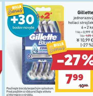 Gillette Blue III jednorazový holiaci strojček 6+2 ks 