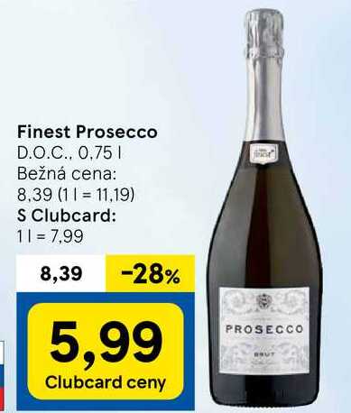 Finest Prosecco D.O.C., 0,75 l