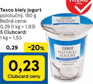 Tesco biely jogurt, 150 g