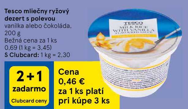 Tesco mliečny ryžový dezert s polevou, 200 g