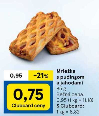 Mriežka s pudingom a jahodami, 85 g