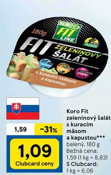 Koro Fit zeleninový šalát s kuracím mäsom a kapustou, 180 g 