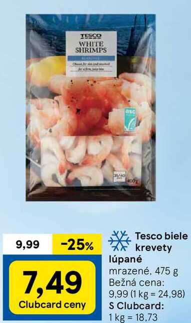 Tesco biele krevety lúpané, 475 g 