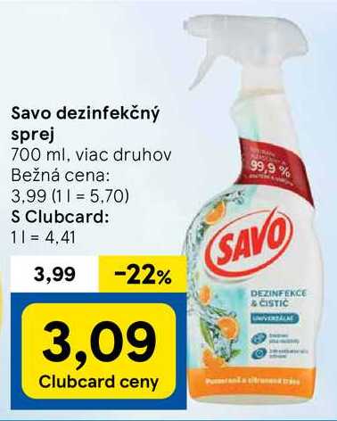 Savo dezinfekčný sprej, 700 ml