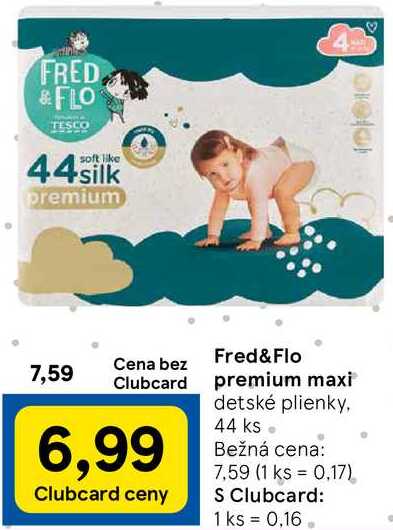 Fred&Flo premium maxi detské plienky, 44 ks 