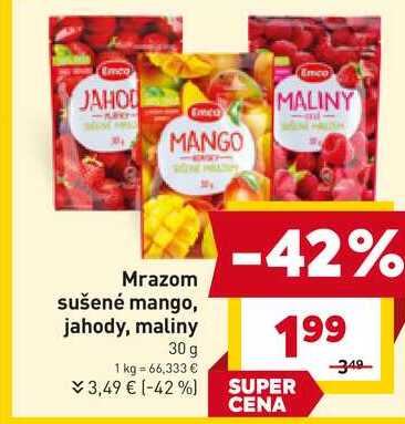 Emco Mrazom sušené mango, jahody, maliny 30 g