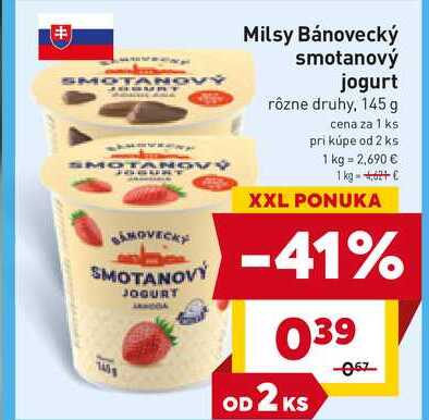 Milsy Bánovecký smotanový jogurt rôzne druhy, 145 g