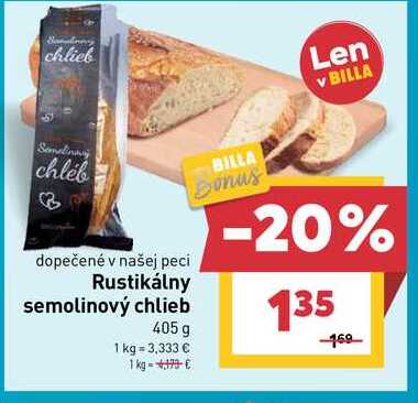 Rustikálny semolinový chlieb 405 g 