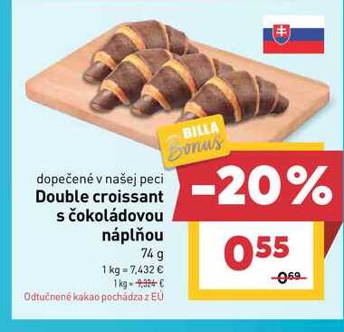 Double croissant s čokoládovou náplňou 74 g