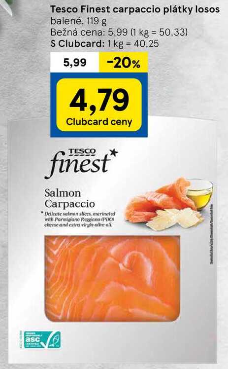 Tesco Finest carpaccio plátky losos, 119 g 