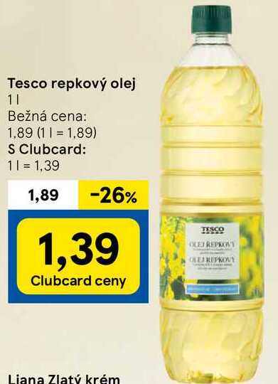 Tesco repkový olej, 1 l