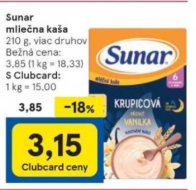 Sunar mliečna kaša, 210 g