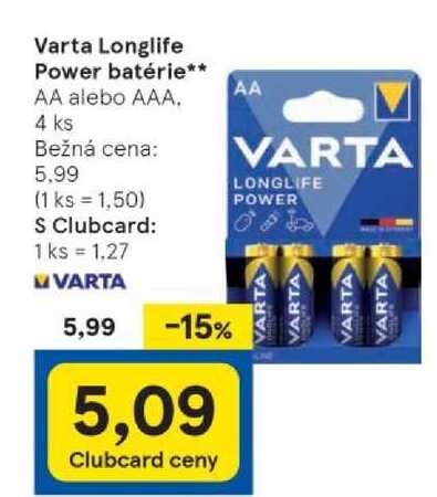 Varta Longlife Power batérie, 4 ks