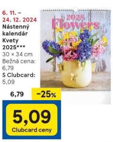 Nástenný Flowers kalendár Kvety 2025