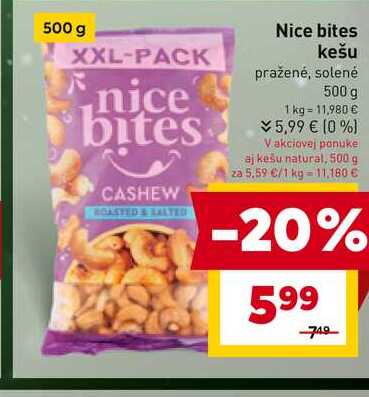 Nice bites kešu pražené, solené 500 g