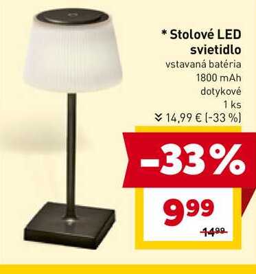 Stolové LED svietidlo vstavaná batéria 1800 mAh dotykové 1 ks 