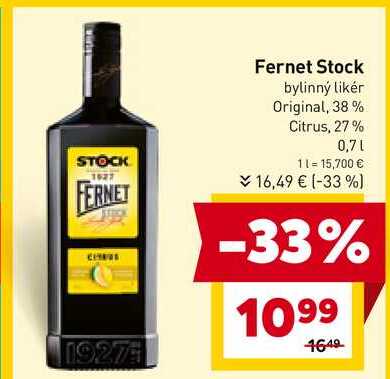 Fernet Stock 0,7 l, vybrané druhy 0.7l v akcii