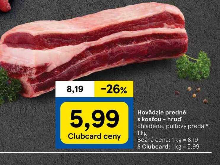 Hovädzie predné s kosťou - hrud' chladené, pultový predaj 1 kg