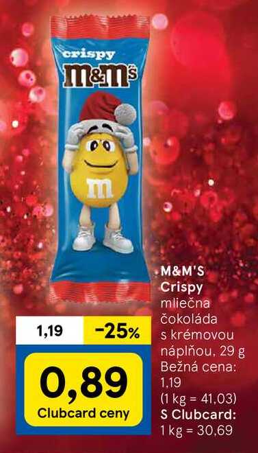 M&M'S Crispy mliečna čokoláda 29 g  