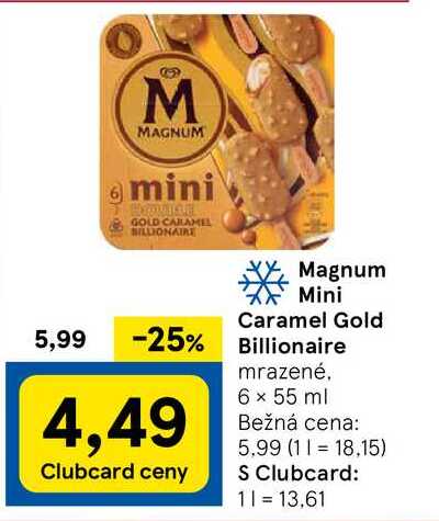 Magnum Mini Caramel Gold Billionaire mrazené 6 x 55 ml 