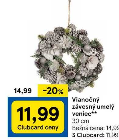 Vianočný závesný umelý veniec 30 cm