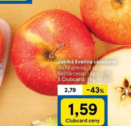 Jablká Evelina ukladané voľný predaj, 1 kg 