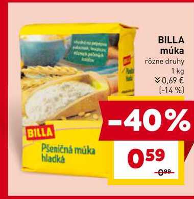 BILLA múka rôzne druhy 1 kg 