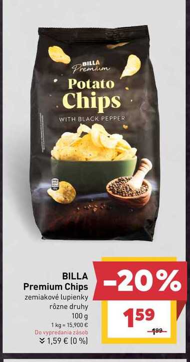 BILLA Premium Chips zemiakové lupienky rôzne druhy 100 g 