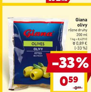 Giana olivy rôzne druhy 200 ml 