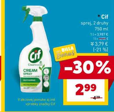 Cif sprej, 2 druhy 750 ml 