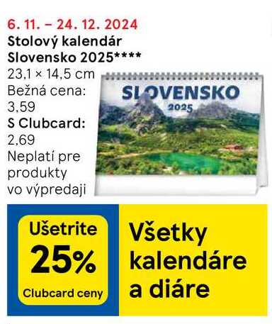 Stolový kalendár Slovensko 2025