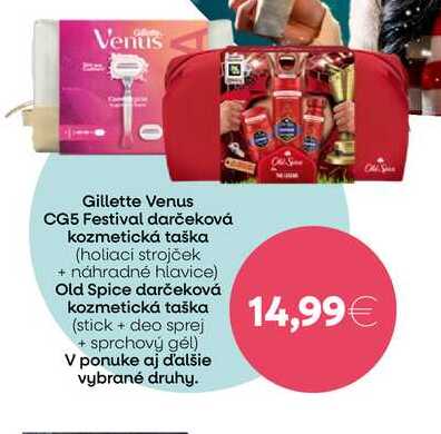 Gillette Venus CG5 Festival darčeková kozmetická taška (holiaci strojček + náhradné hlavice)