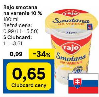 Rajo smotana na varenie 10 %, 180 ml