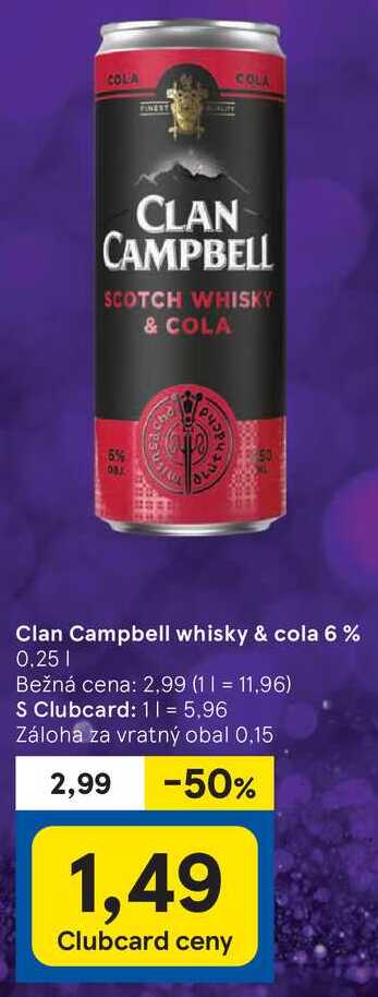 Clan Campbell whisky & cola 6%, 0,25 l